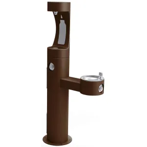 Halsey Taylor Endura II Outdoor HydroBoost Upper Bottle Filling Station, Bi-Level Pedestal Non-Filtered Non-Refrigerated FR, Brown 4420BF1UFRKBRN