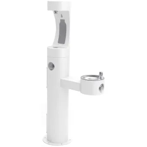 Halsey Taylor Endura II Outdoor HydroBoost Upper Bottle Filling Station, Bi-Level Pedestal Non-Filtered Non-Refrigerated FR, White 4420BF1UFRKWHT