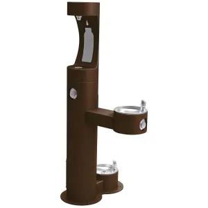 Halsey Taylor Endura II Outdoor HydroBoost Upper Bottle Filling Station, Bi-Level w/ Pet Station Non-Filtered Non-Refrigerated FR Brown 4420BF1UDBFRKBRN