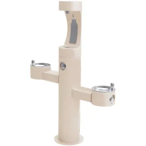 Halsey Taylor Endura II Outdoor HydroBoost Upper Bottle Filling Station, Tri-Level Pedestal Non-Filtered Non-Refrigerated FR, Beige 4430BF1UFRKBGE