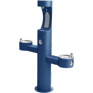 Halsey Taylor Endura II Outdoor HydroBoost Upper Bottle Filling Station, Tri-Level Pedestal Non-Filtered Non-Refrigerated FR, Blue 4430BF1UFRKBLU