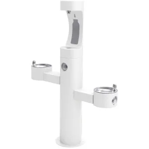 Halsey Taylor Endura II Outdoor HydroBoost Upper Bottle Filling Station, Tri-Level Pedestal Non-Filtered Non-Refrigerated FR, White 4430BF1UFRKWHT