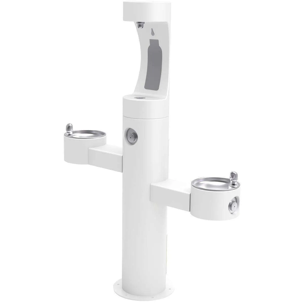 Halsey Taylor Endura II Outdoor HydroBoost Upper Bottle Filling Station, Tri-Level Pedestal Non-Filtered Non-Refrigerated FR, White 4430BF1UFRKWHT