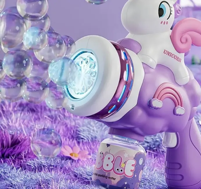 Handheld 10 Holes Unicorn Bubble Gun With Lights