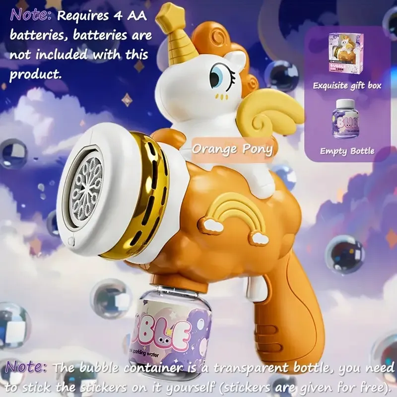 Handheld 10 Holes Unicorn Bubble Gun With Lights