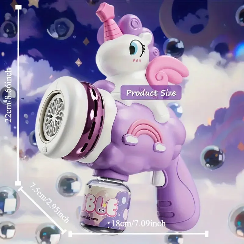 Handheld 10 Holes Unicorn Bubble Gun With Lights
