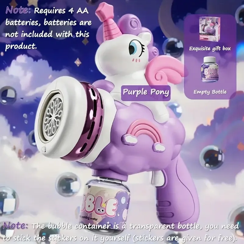 Handheld 10 Holes Unicorn Bubble Gun With Lights