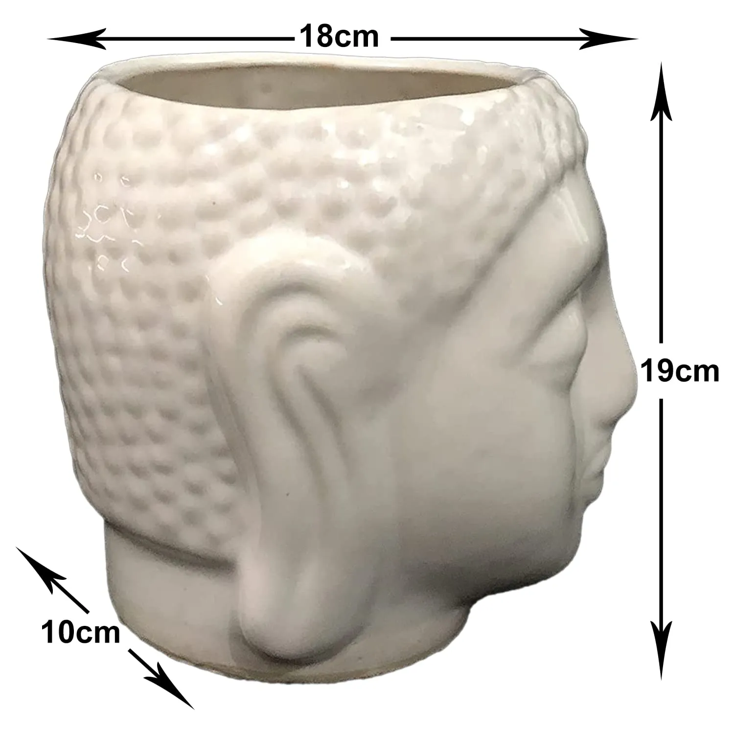 Heart Home Buddha Flower Pot|Buddha Head Shape Flower Planter|Plastic Flower Plant for Home Décor|Office Décor|Pack of 2 (White)