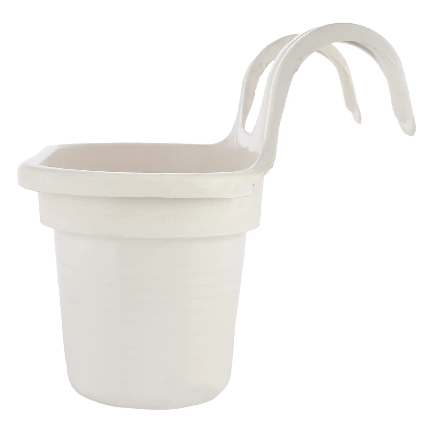 Heart Home Hanging Flower Pot|Double Hook Plant Container|Durable Plastic Glossy Finish Pots for Home|Balcony|Garden|12 Inch|Pack of 2 (White)