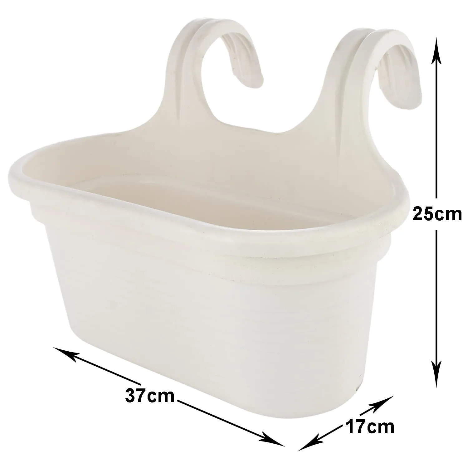 Heart Home Hanging Flower Pot|Double Hook Plant Container|Durable Plastic Glossy Finish Pots for Home|Balcony|Garden|12 Inch|Pack of 2 (White)