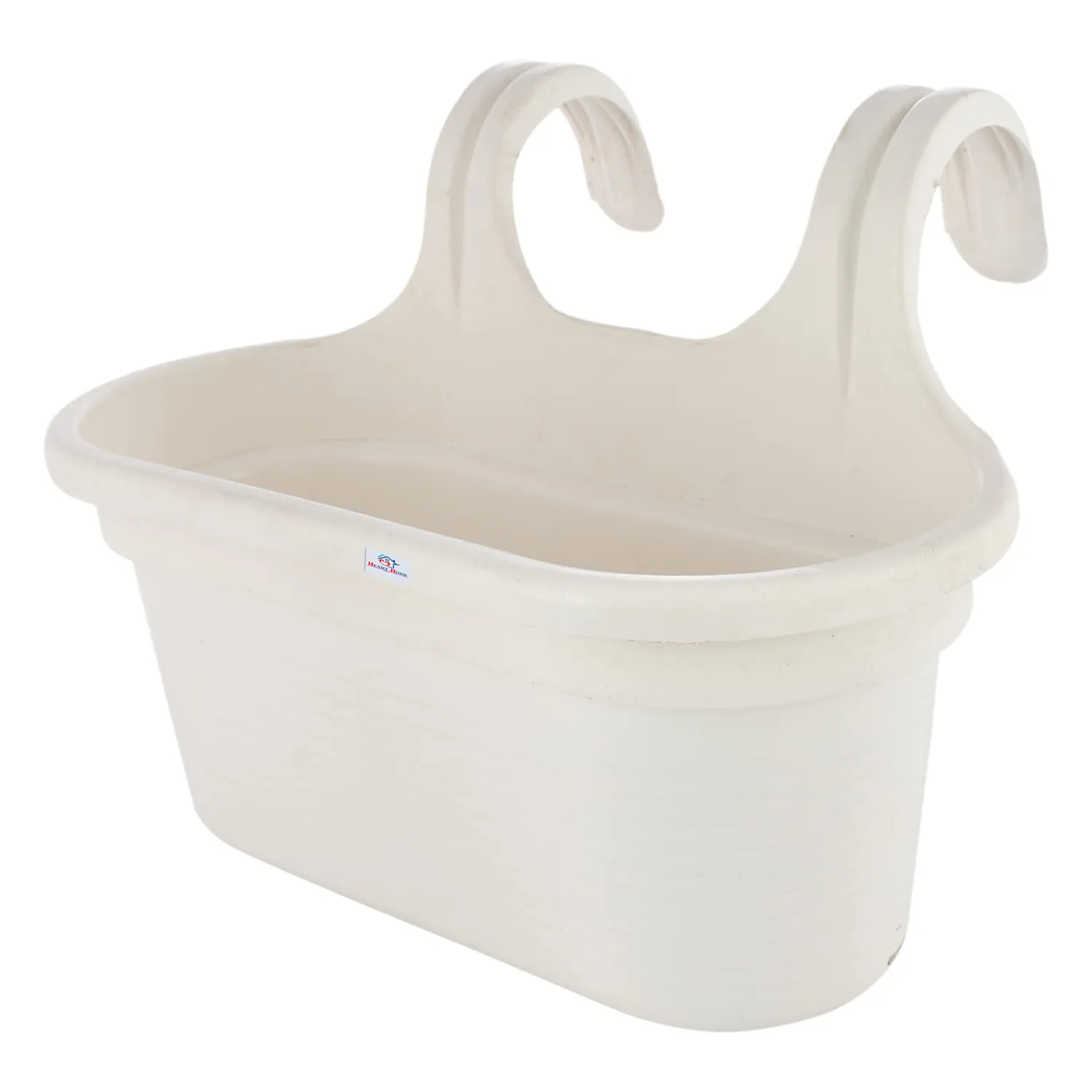 Heart Home Hanging Flower Pot|Double Hook Plant Container|Durable Plastic Glossy Finish Pots for Home|Balcony|Garden|12 Inch|Pack of 2 (White)