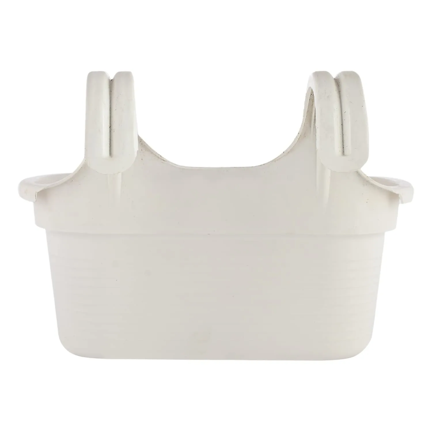 Heart Home Hanging Flower Pot|Double Hook Plant Container|Durable Plastic Glossy Finish Pots for Home|Balcony|Garden|12 Inch|Pack of 5 (White)