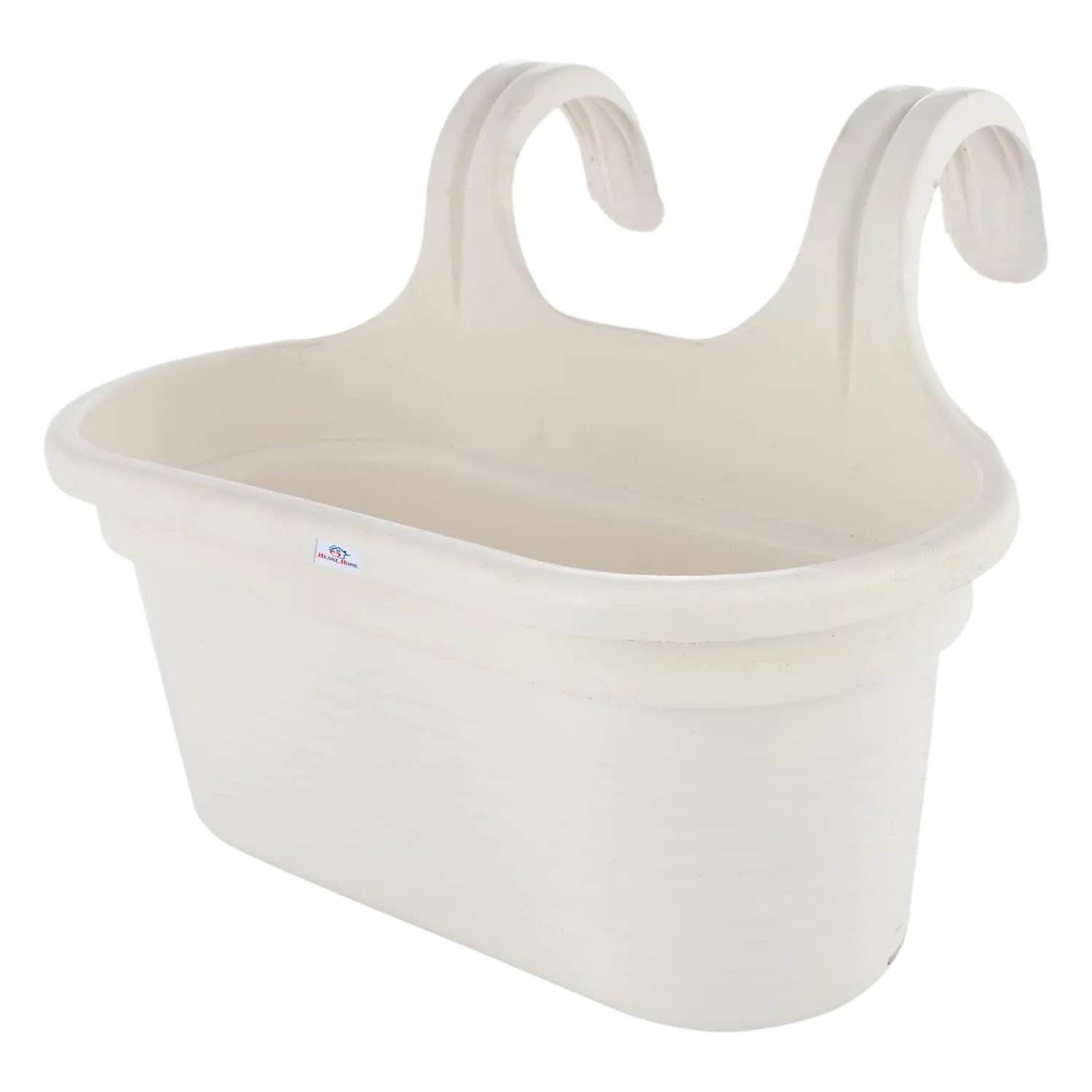Heart Home Hanging Flower Pot|Double Hook Plant Container|Durable Plastic Glossy Finish Pots for Home|Balcony|Garden|12 Inch|Pack of 5 (White)
