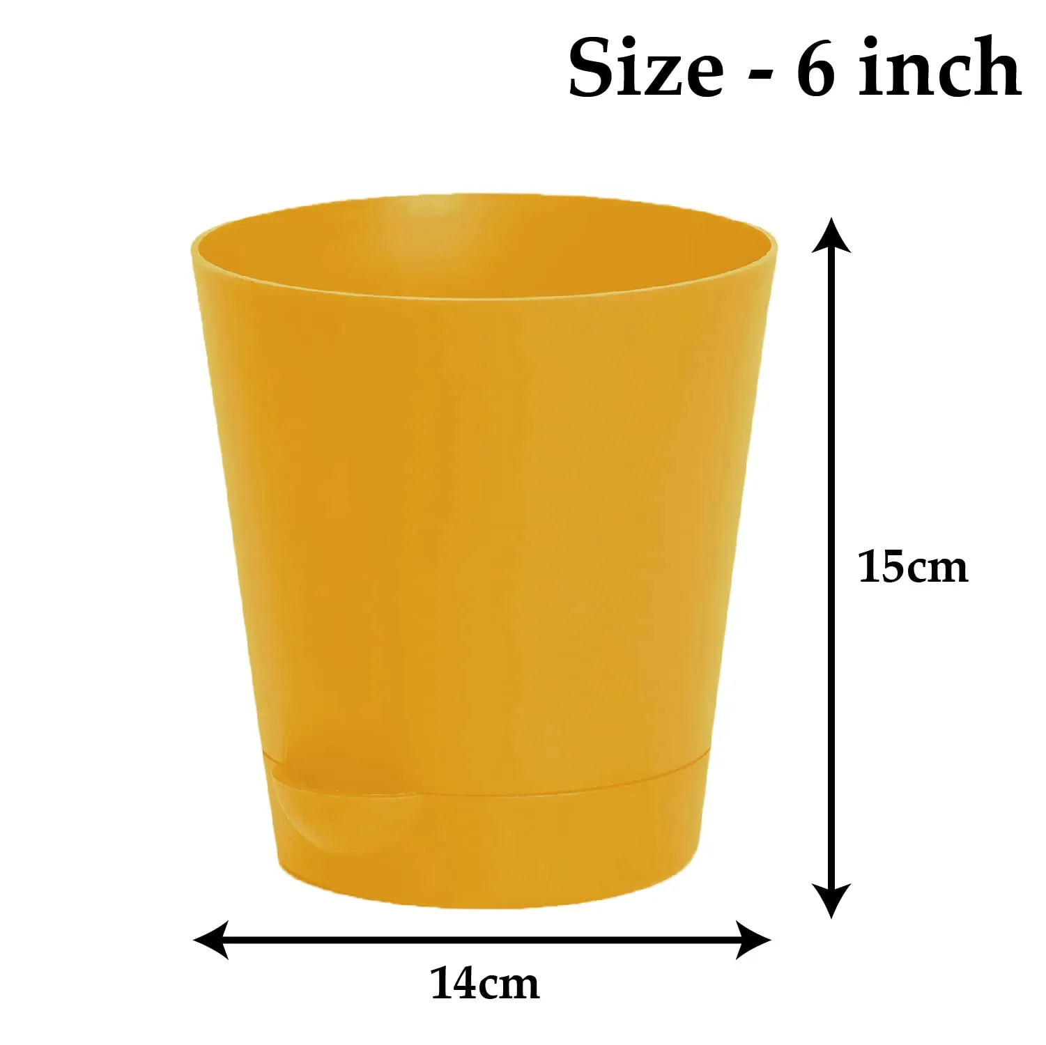 Heart Home Plastic Titan Pot|Garden Container for Plants & Flowers|Self-Watering Pot with Drainage Holes,6 Inch,Pack of 5 (Multicolor)