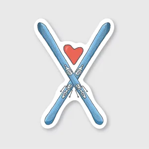 Heart Skis Sticker