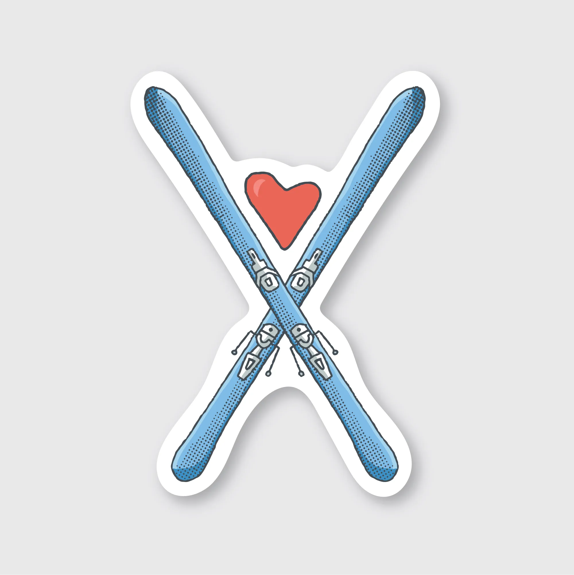 Heart Skis Sticker