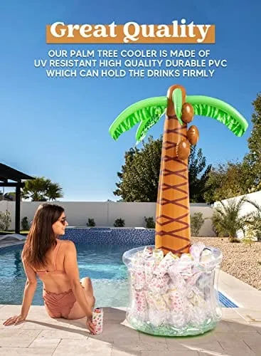 JOYIN 60" Inflatable Palm Tree Cooler, Beach Theme Party Decor, Party Supplies for Pool Party and Beach Party