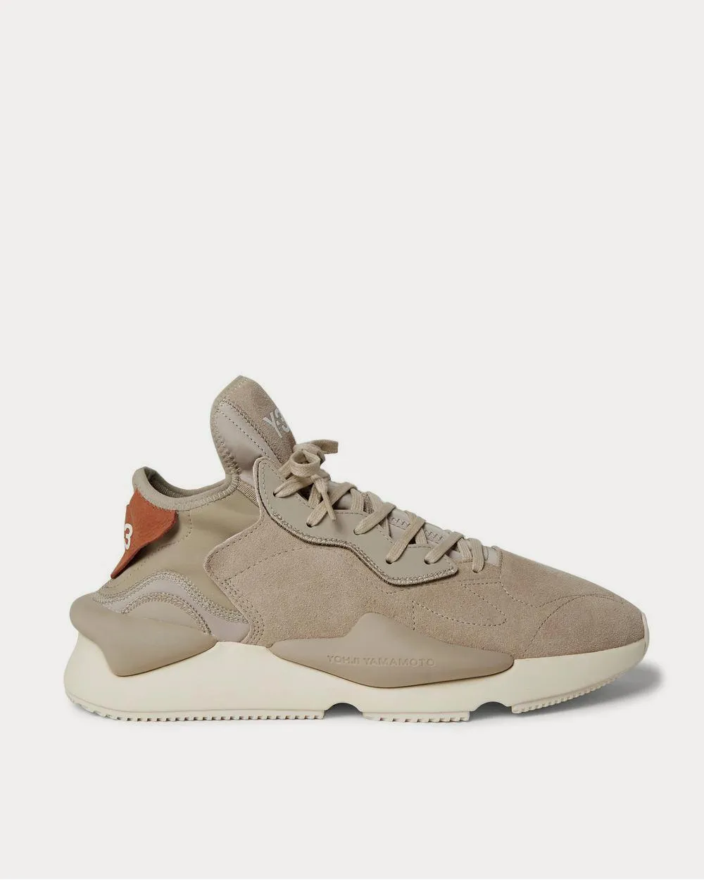 Kaiwa Leather-Trimmed Suede and Neoprene  Taupe low top sneakers