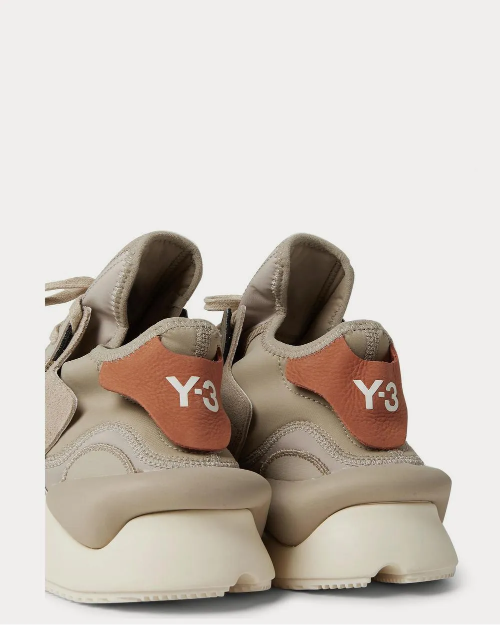 Kaiwa Leather-Trimmed Suede and Neoprene  Taupe low top sneakers