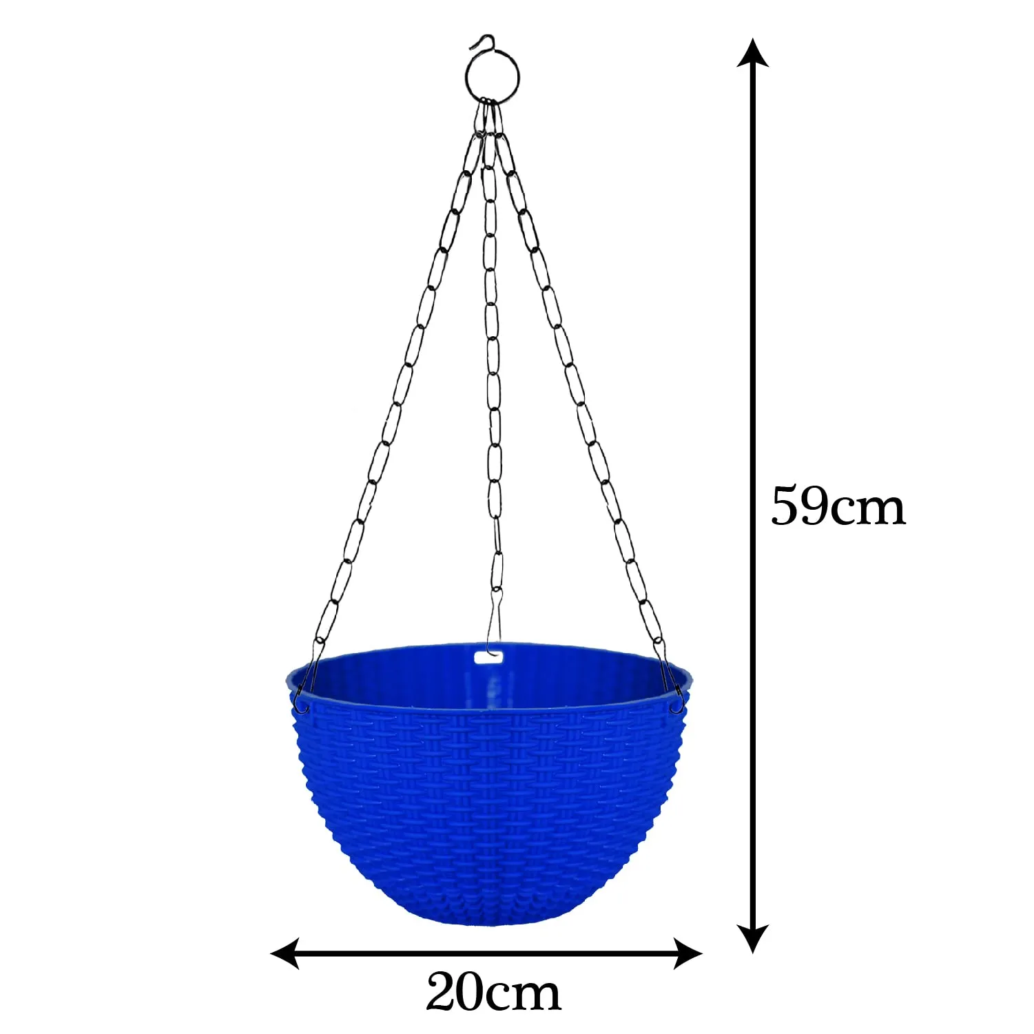 Kuber Industries Plastic Hanging Flower Pot for Balcony & Railing Set of 3 (Blue)-20x20x59 cm