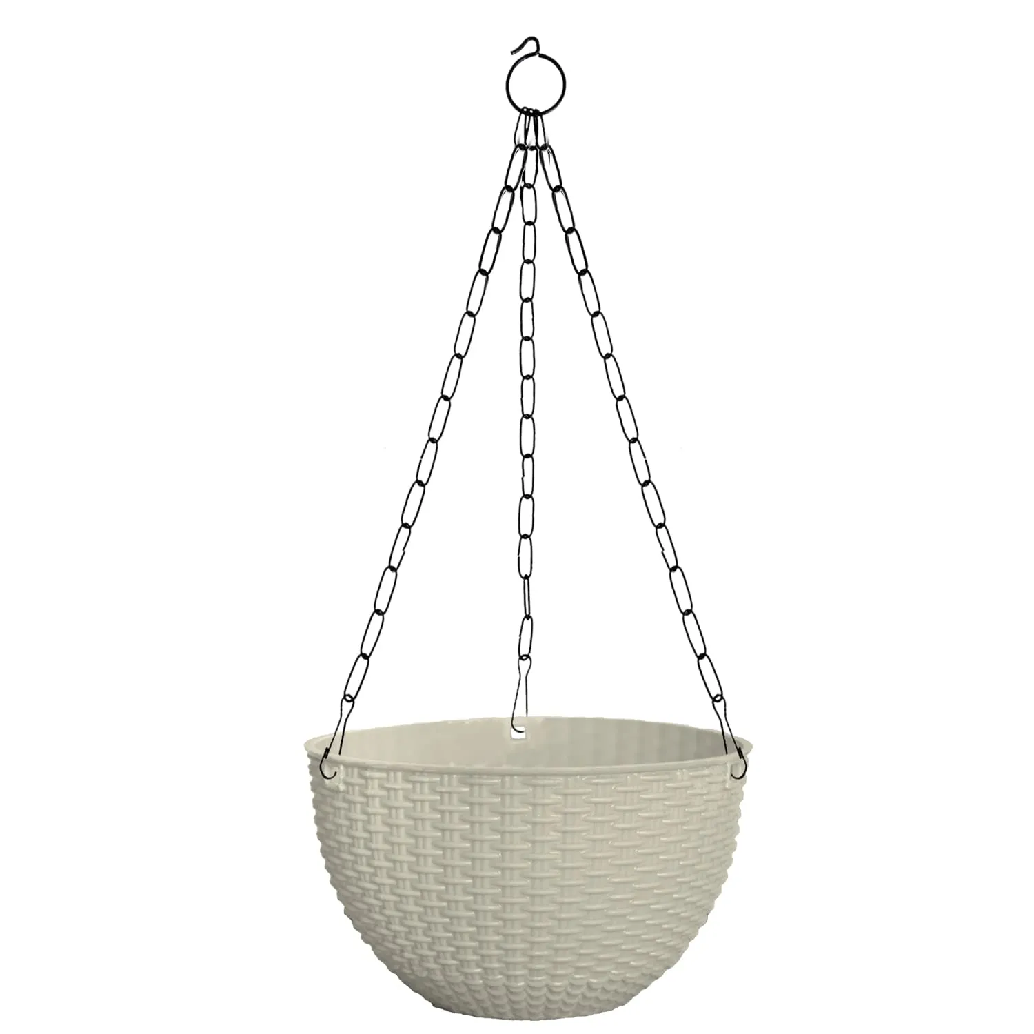 Kuber Industries Plastic Hanging Flower Pot for Balcony & Railing Set of 7 (White) 53KM3843