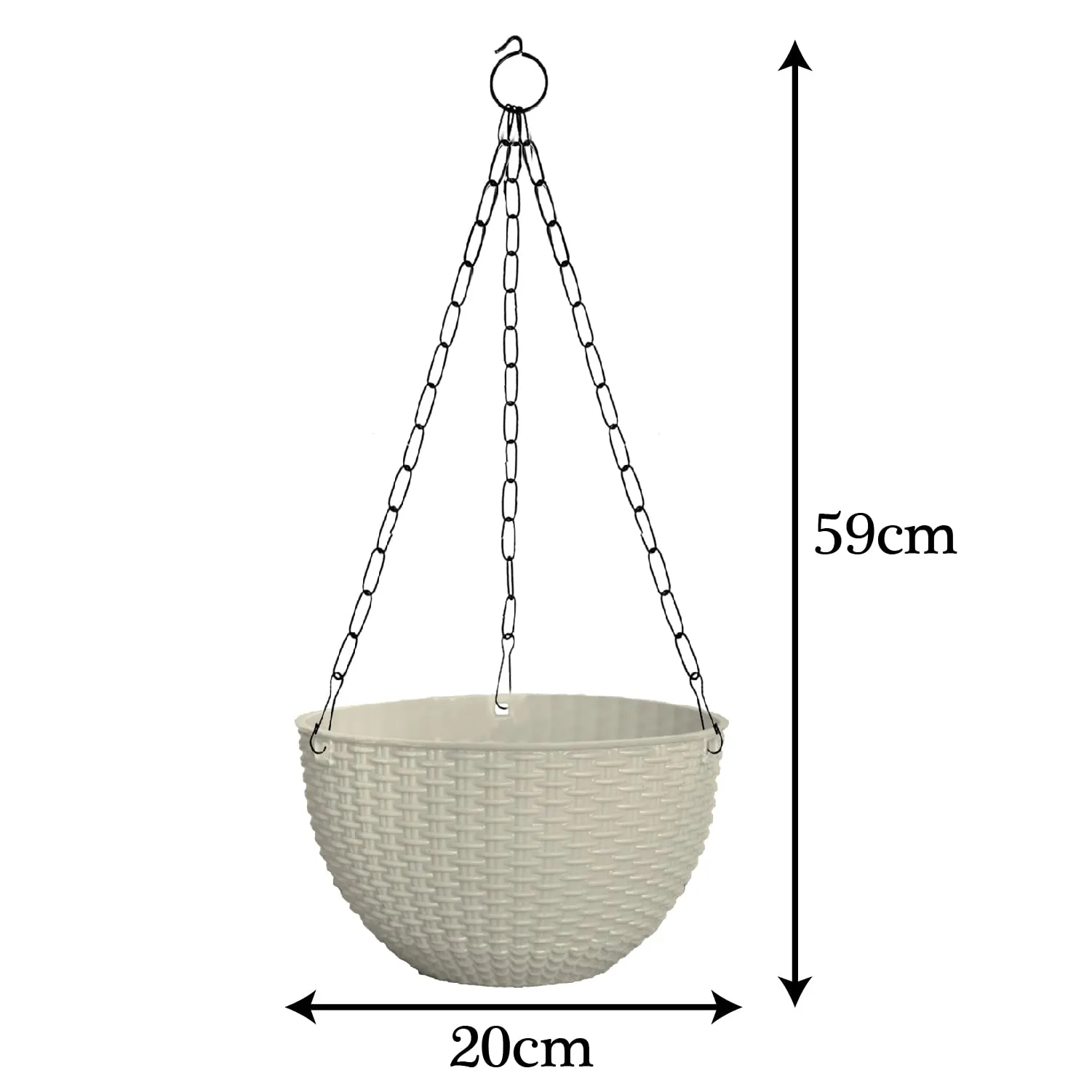 Kuber Industries Plastic Hanging Flower Pot for Balcony & Railing Set of 7 (White) 53KM3843