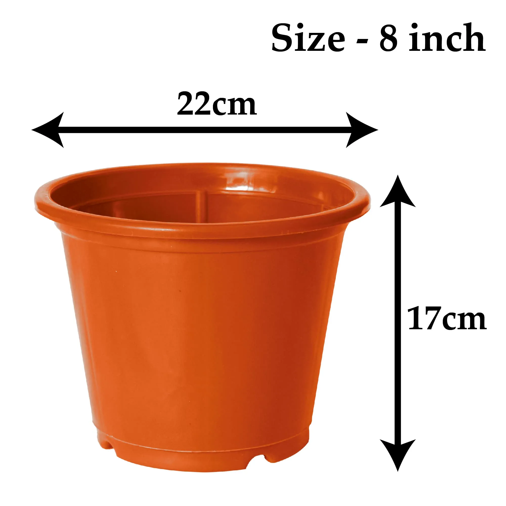 Kuber Industries Plastic Planters|Gamla|Flower Pots for Garden Nursery Home Décor,8"x6",Pack of 5 (Orange)