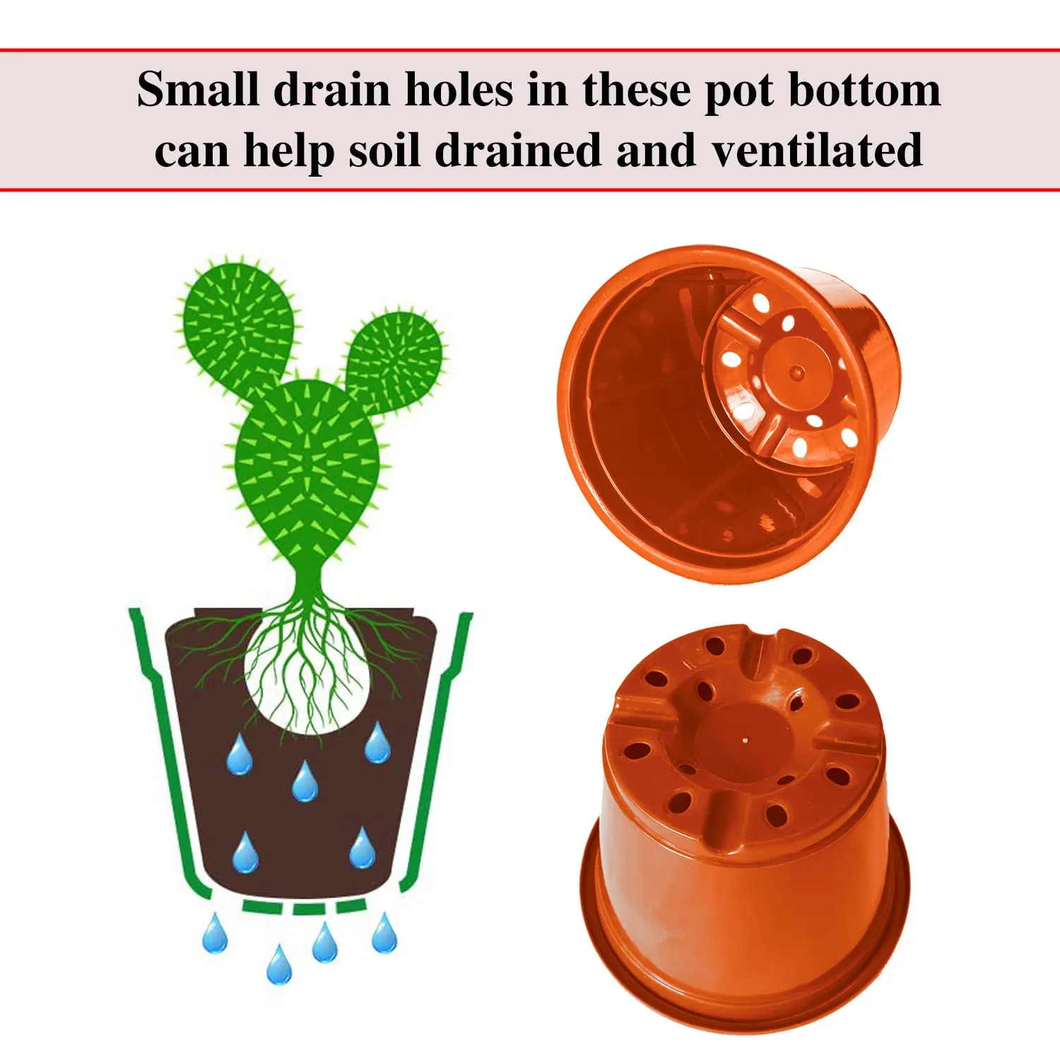 Kuber Industries Plastic Planters|Gamla|Flower Pots for Garden Nursery Home Décor,8"x6",Pack of 5 (Orange)