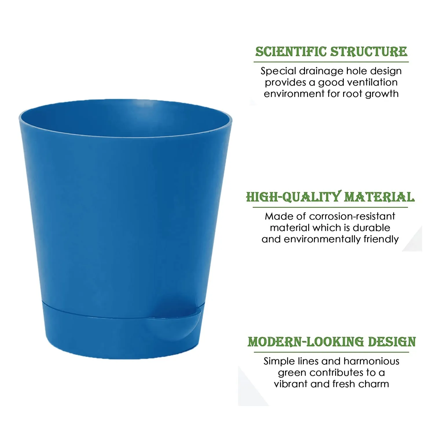 Kuber Industries Plastic Titan Pot|Garden Container for Plants & Flowers|Self-Watering Pot with Drainage Holes,6 Inch,Pack of 2 (Blue)