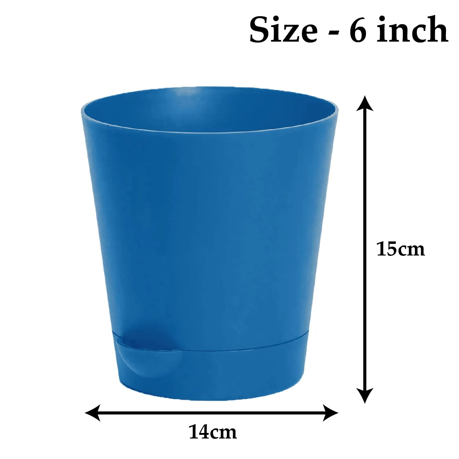 Kuber Industries Plastic Titan Pot|Garden Container for Plants & Flowers|Self-Watering Pot with Drainage Holes,6 Inch,Pack of 2 (Blue)