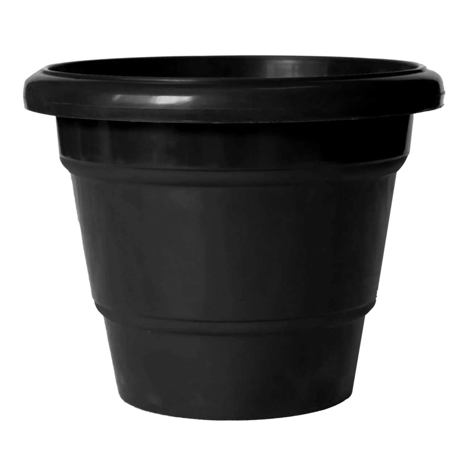 Kuber Industries Solid 2 Layered Plastic Flower Pot|Gamla for Home Decor,Nursery,Balcony,Garden,6"x5",Pack of 5 (Black)
