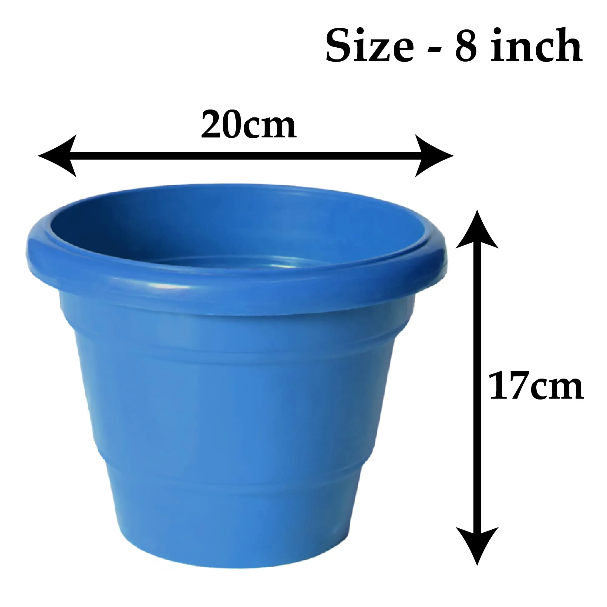 Kuber Industries Solid 2 Layered Plastic Flower Pot|Gamla for Home Decor,Nursery,Balcony,Garden,8"x 6",Pack of 3 (Blue & Orange & Green)