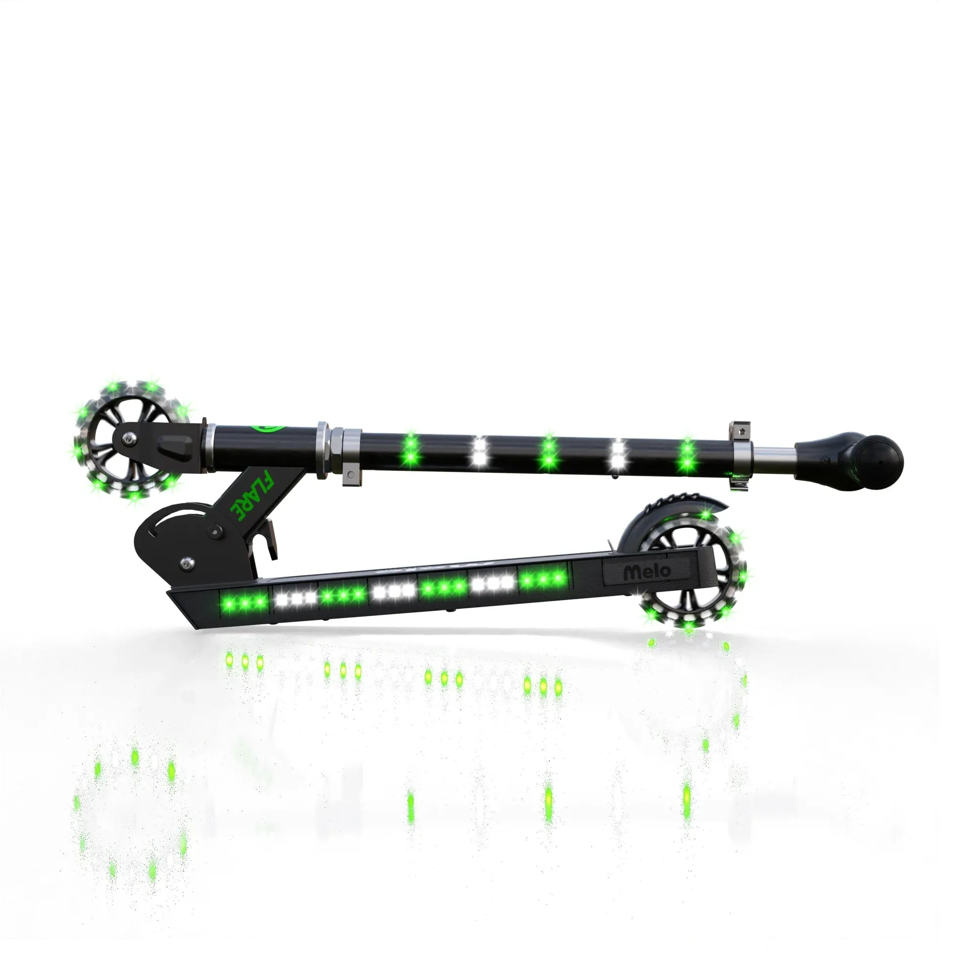 Melo MK13GG101 Flare Light-Up Folding Kick Scooter for Kids Ages 2-14 Years, Green