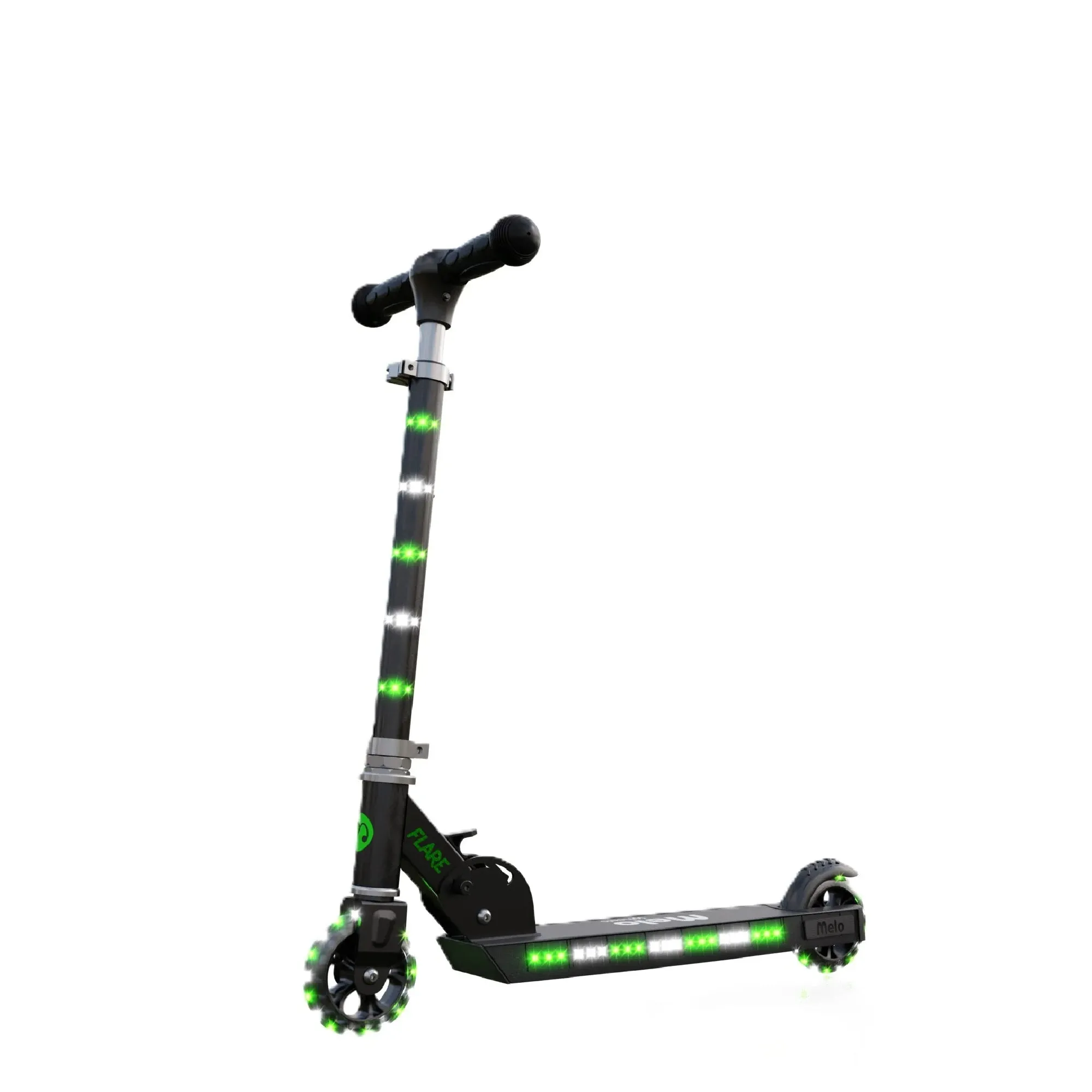 Melo MK13GG101 Flare Light-Up Folding Kick Scooter for Kids Ages 2-14 Years, Green