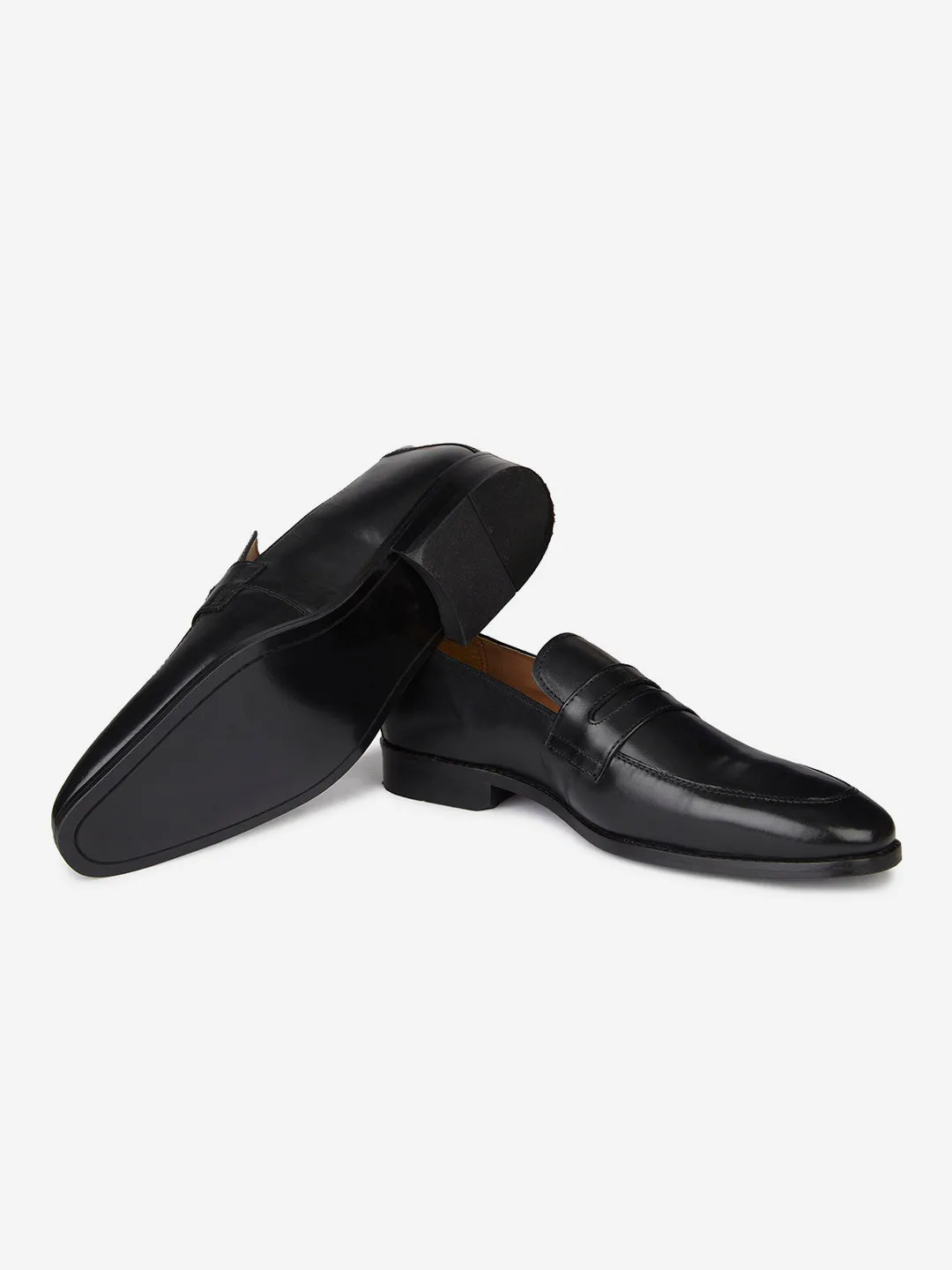 Men Black Leather Formal Loafers