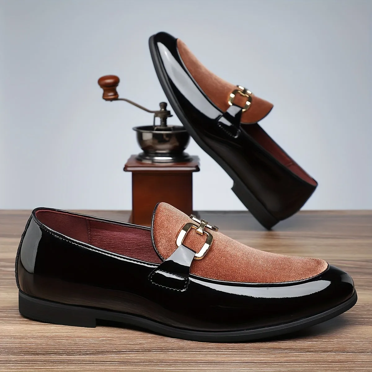 Men's Luxury PU Leather Slip On Lightweight Dress Shoes With Rubber Sole