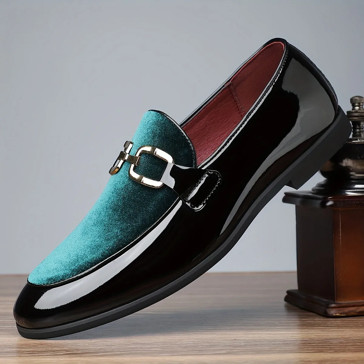 Men's Luxury PU Leather Slip On Lightweight Dress Shoes With Rubber Sole