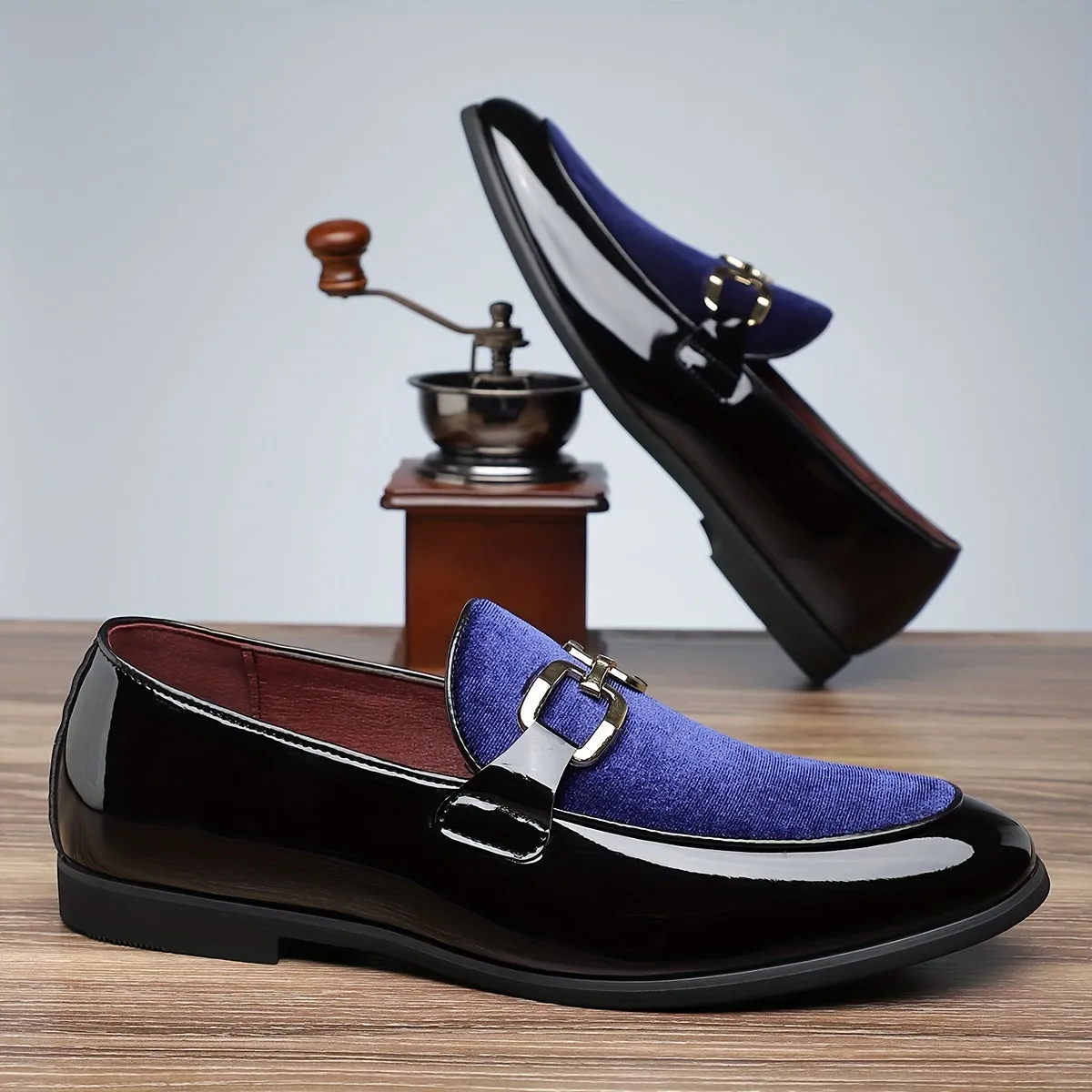 Men's Luxury PU Leather Slip On Lightweight Dress Shoes With Rubber Sole