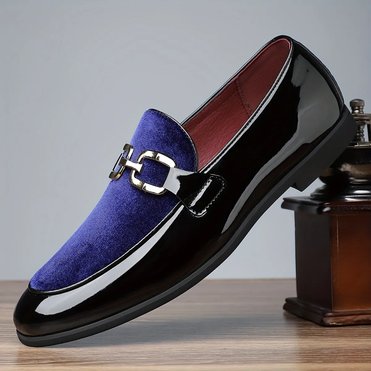 Men's Luxury PU Leather Slip On Lightweight Dress Shoes With Rubber Sole