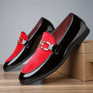 Men's Luxury PU Leather Slip On Lightweight Dress Shoes With Rubber Sole