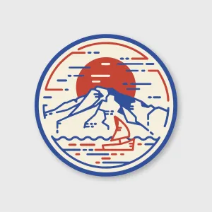 Mountain Sunset Sailboat Sticker