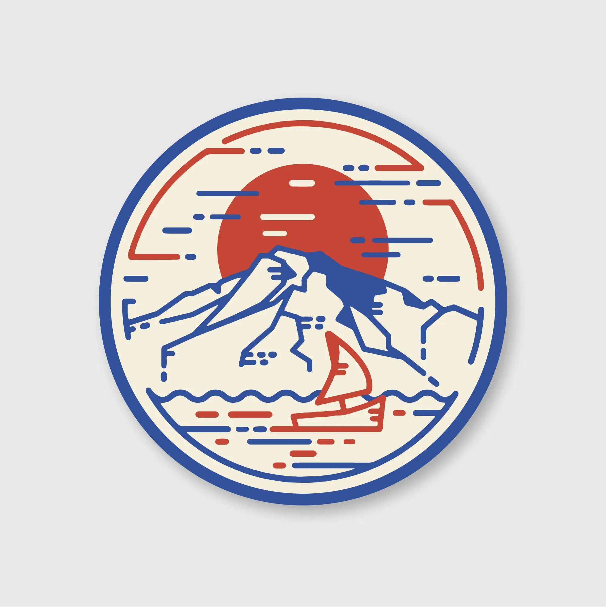 Mountain Sunset Sailboat Sticker