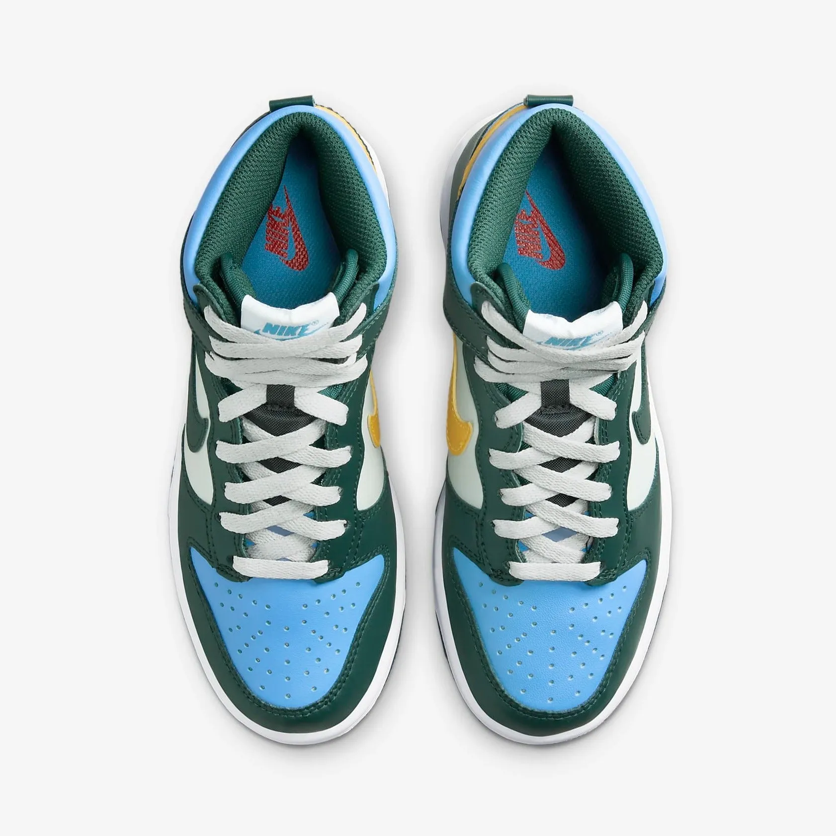 Nike Dunk High Deep Jungle Light Silver University Blue University Gold