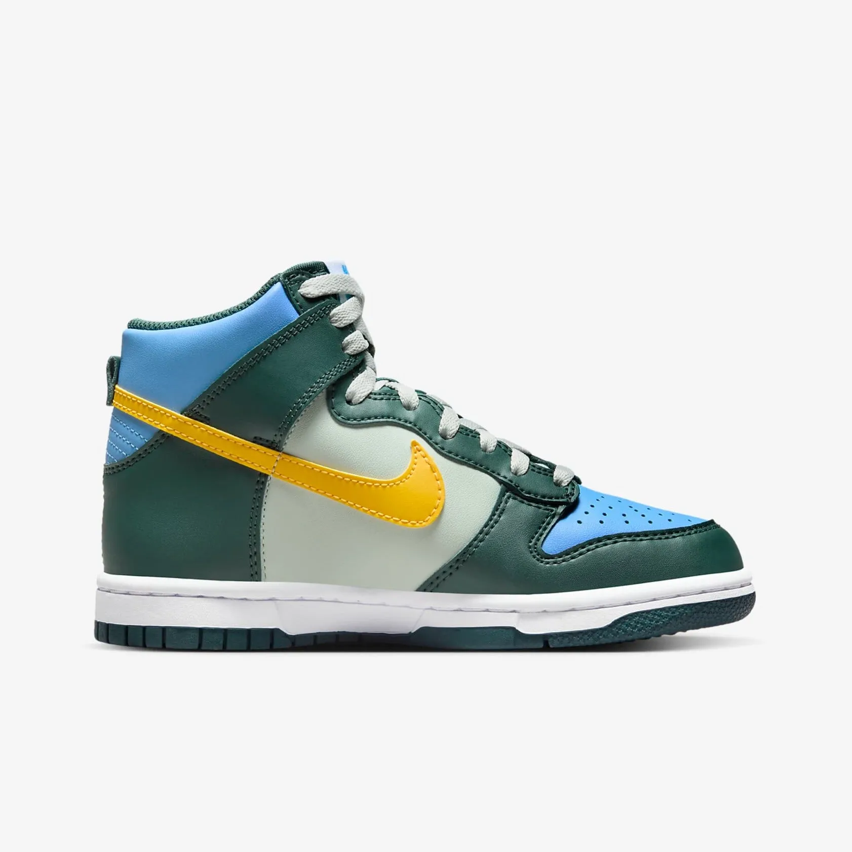 Nike Dunk High Deep Jungle Light Silver University Blue University Gold