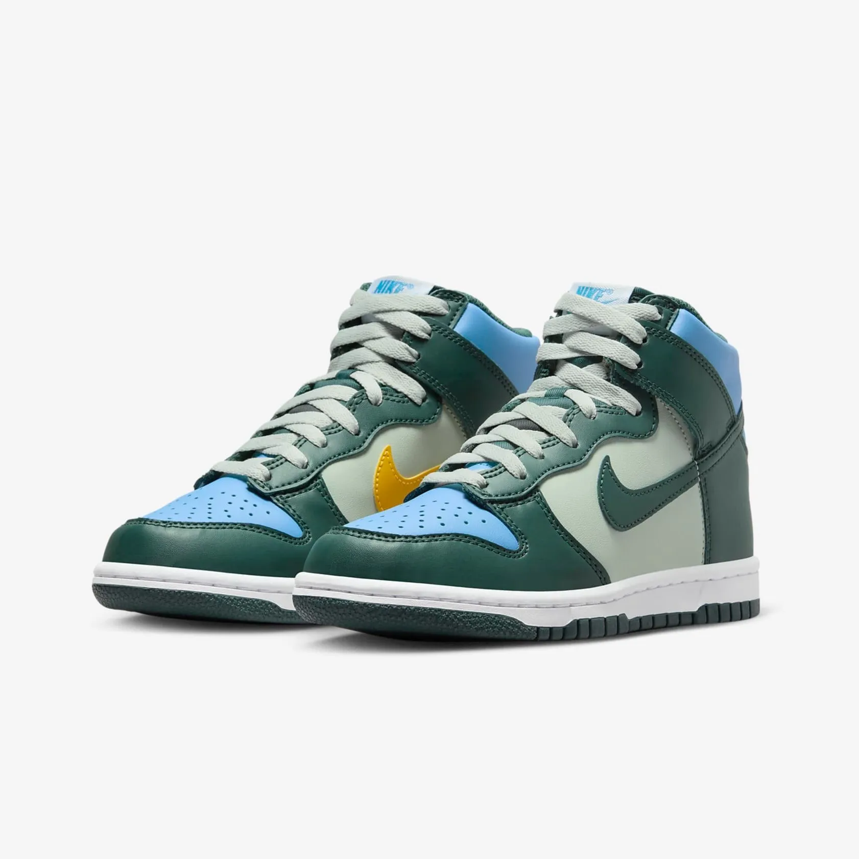 Nike Dunk High Deep Jungle Light Silver University Blue University Gold