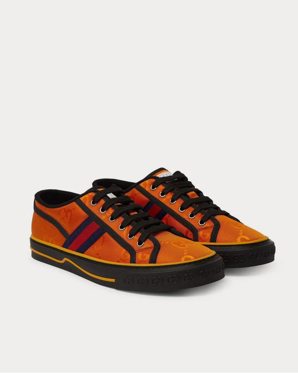 Off the Grid Webbing-Trimmed Monogrammed ECONYL Canvas  Orange low top sneakers