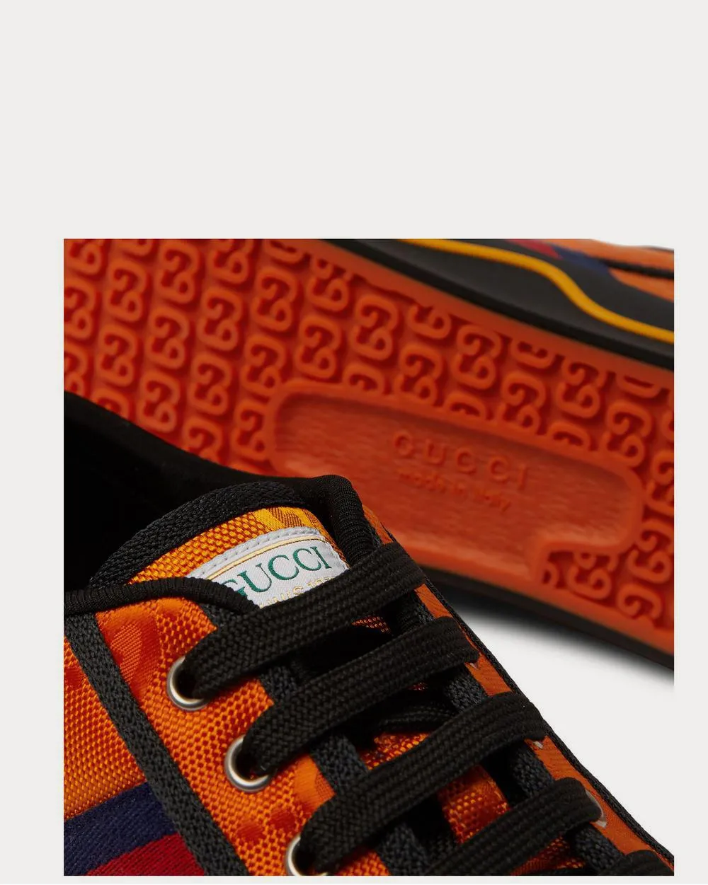 Off the Grid Webbing-Trimmed Monogrammed ECONYL Canvas  Orange low top sneakers