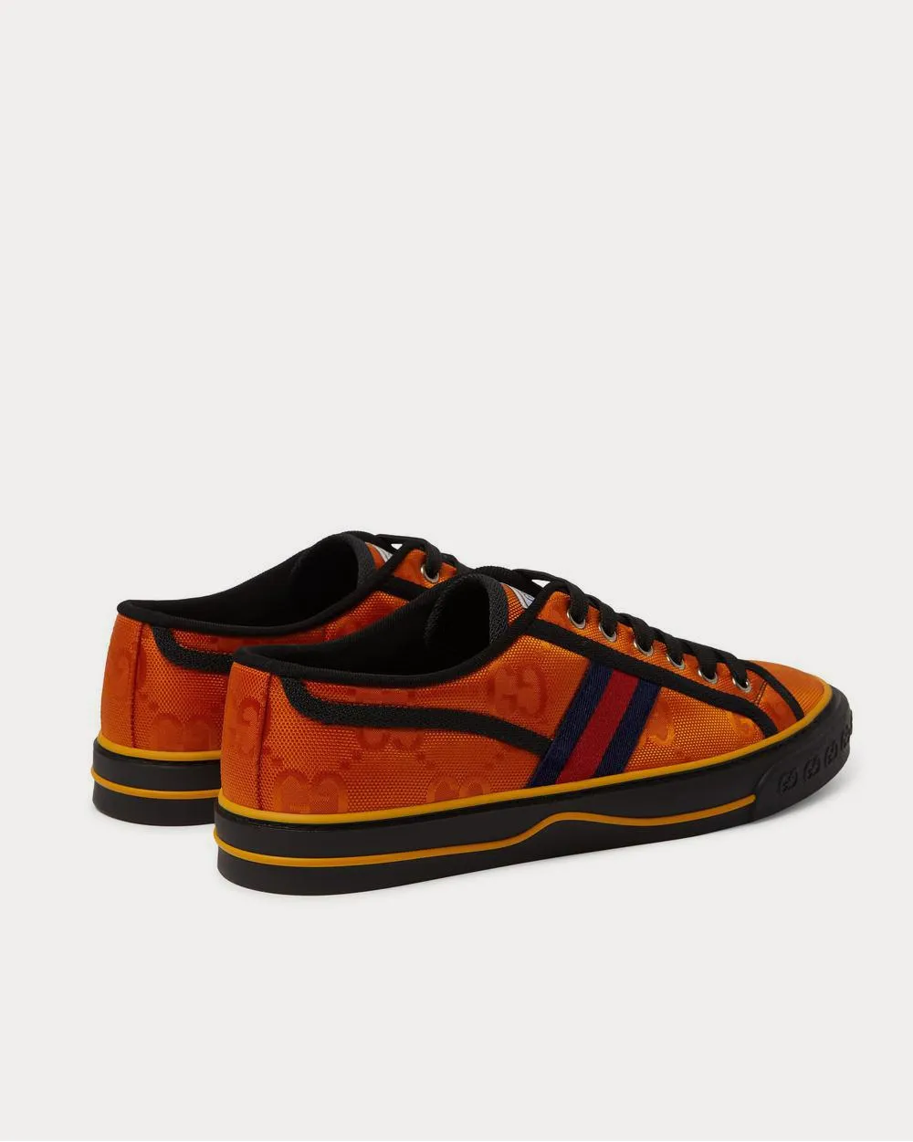 Off the Grid Webbing-Trimmed Monogrammed ECONYL Canvas  Orange low top sneakers