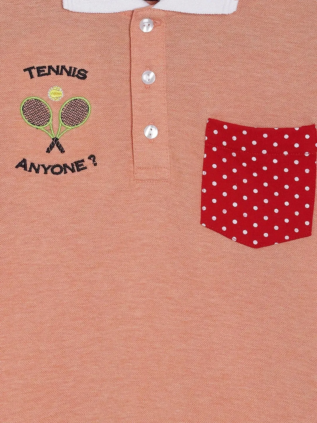Orange Solid Polo Cotton T-shirt With Embroidery
