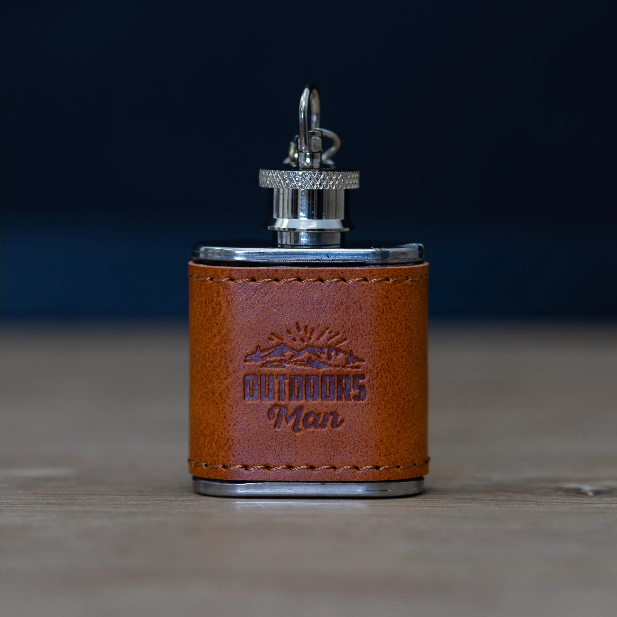 Outdoors Man PU Leather & Stainless Steel 1 oz Mini Flask